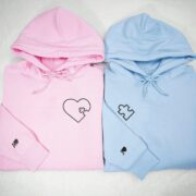 Custom Embroidered You Complete Me Heart Puzzle Matching Hoodies for Couples - Image 7