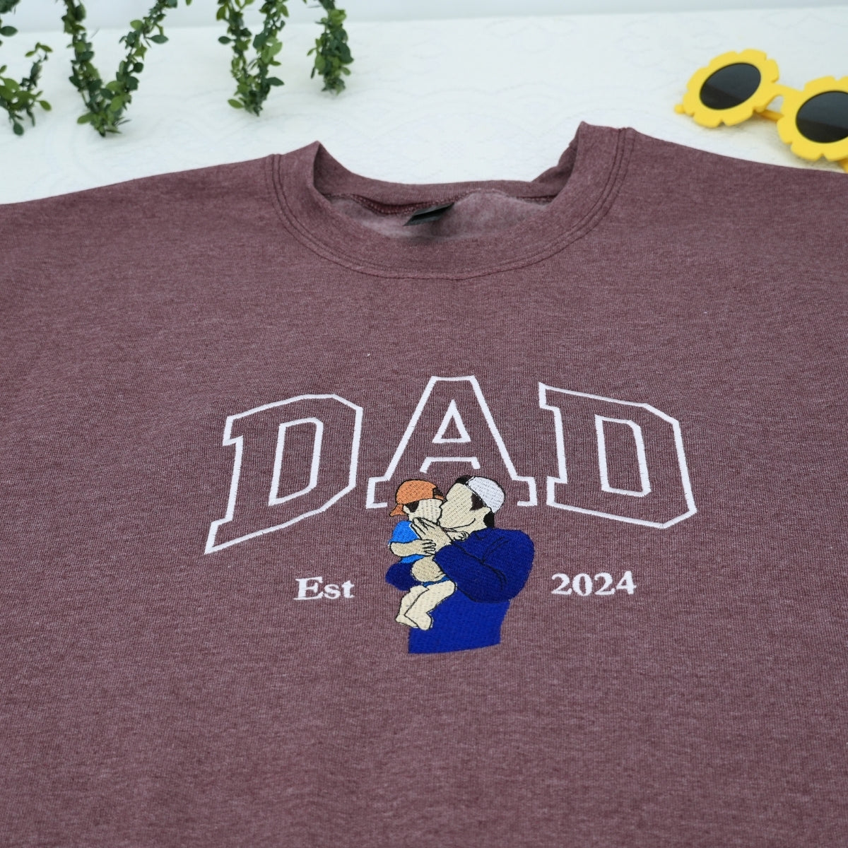 Custom Father Hoodies - Personalized Dad Portrait Embroidered Sweatshirts - Father's Day Gift - Image 6