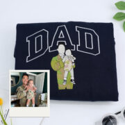 Custom Father Hoodies - Personalized Dad Portrait Embroidered Sweatshirts - Father's Day Gift