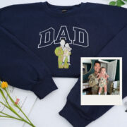 Custom Father Hoodies - Personalized Dad Portrait Embroidered Sweatshirts - Father's Day Gift - Image 2