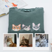 Custom Multi-Cat Portrait Sweatshirts - Personalized Pet Faces with Names - Multiple Cat Owner Gift - Image 3