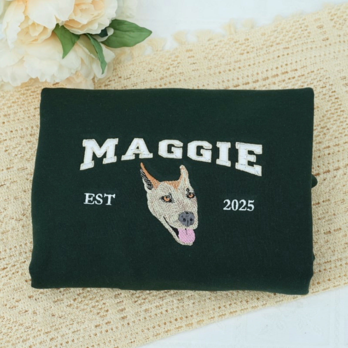 Custom Pet Name Sweatshirts - Dog Portrait Varsity EST Embroidered Shirts - Dog Lover Gift - Image 7
