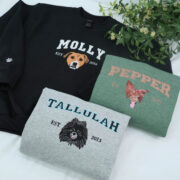 Custom Pet Name Sweatshirts - Dog Portrait Varsity EST Embroidered Shirts - Dog Lover Gift - Image 3