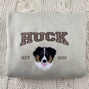 Custom Pet Portrait Hoodies - Varsity Style Dog Cat Face Embroidered Sweatshirts with Names - Premium Pet Lover Gift - Image 6