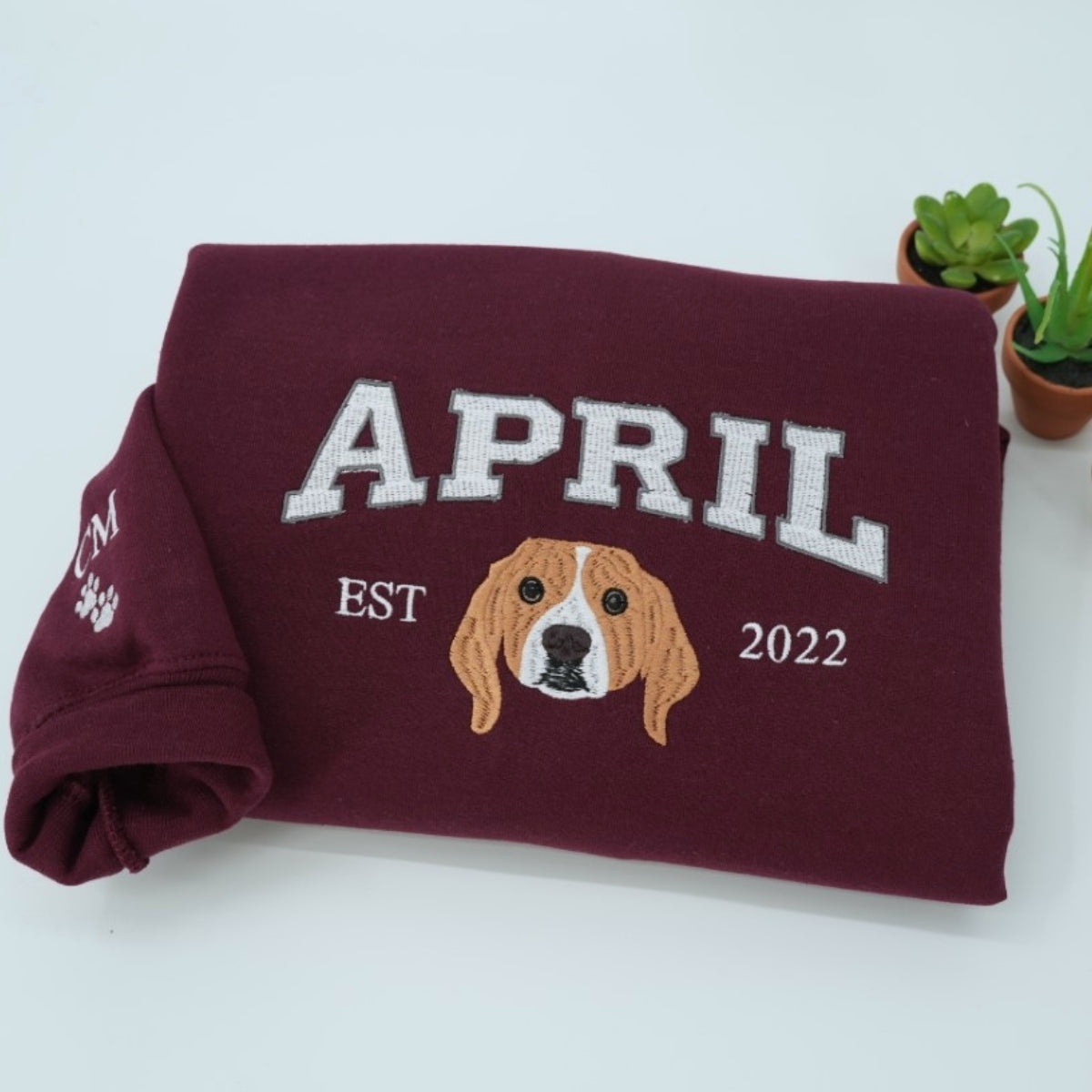 Custom Pet Portrait Hoodies - Varsity Style Dog Cat Face Embroidered Sweatshirts with Names - Premium Pet Lover Gift - Image 7