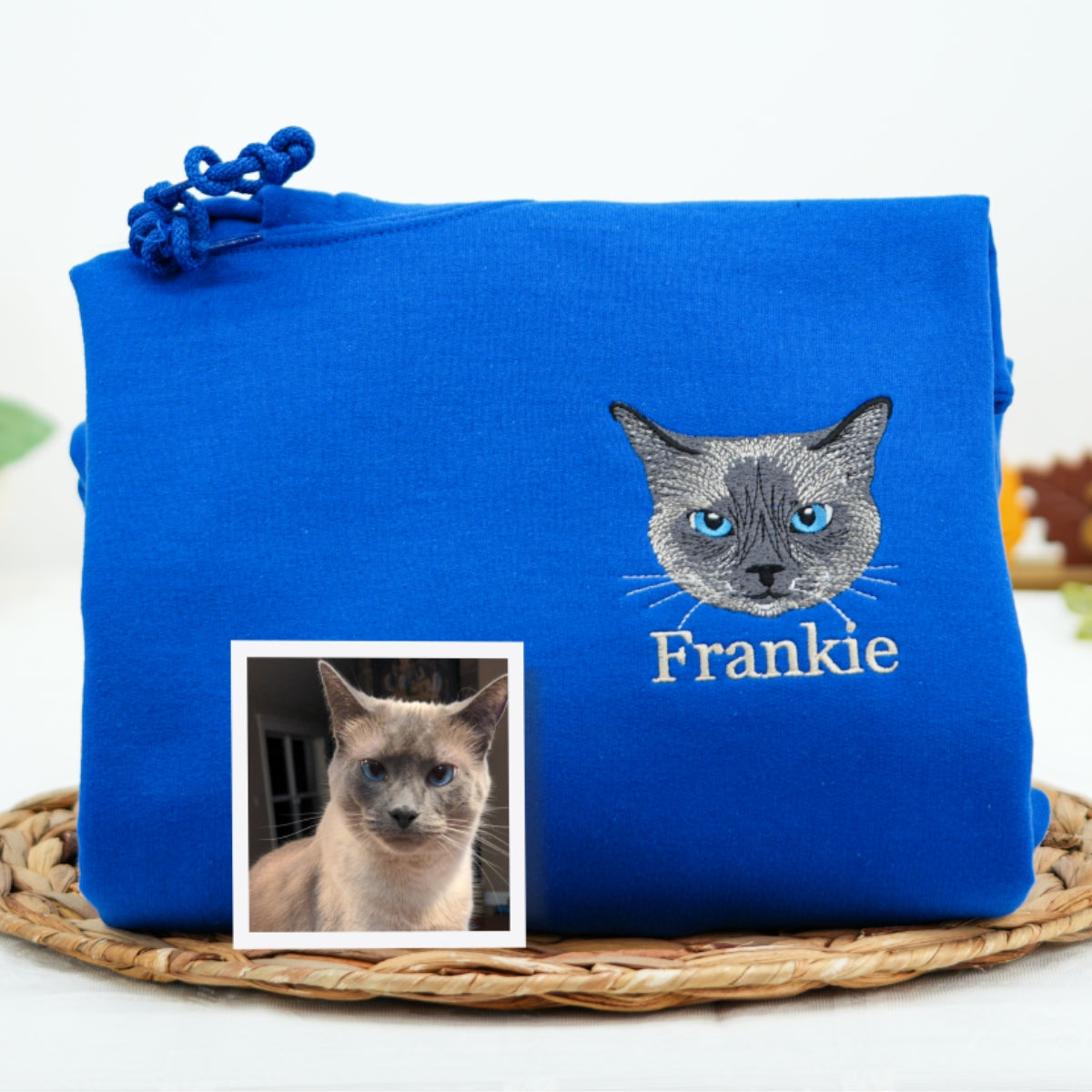 Custom Pet Portrait Hoodies with Name - Cat Face Embroidered Sweatshirts from Photo - Premium Cat Lover Gift - Image 1