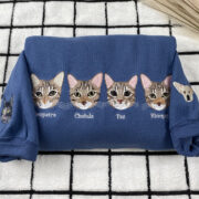 Custom Pet Portrait Hoodies with Name - Cat Face Embroidered Sweatshirts from Photo - Premium Cat Lover Gift - Image 2