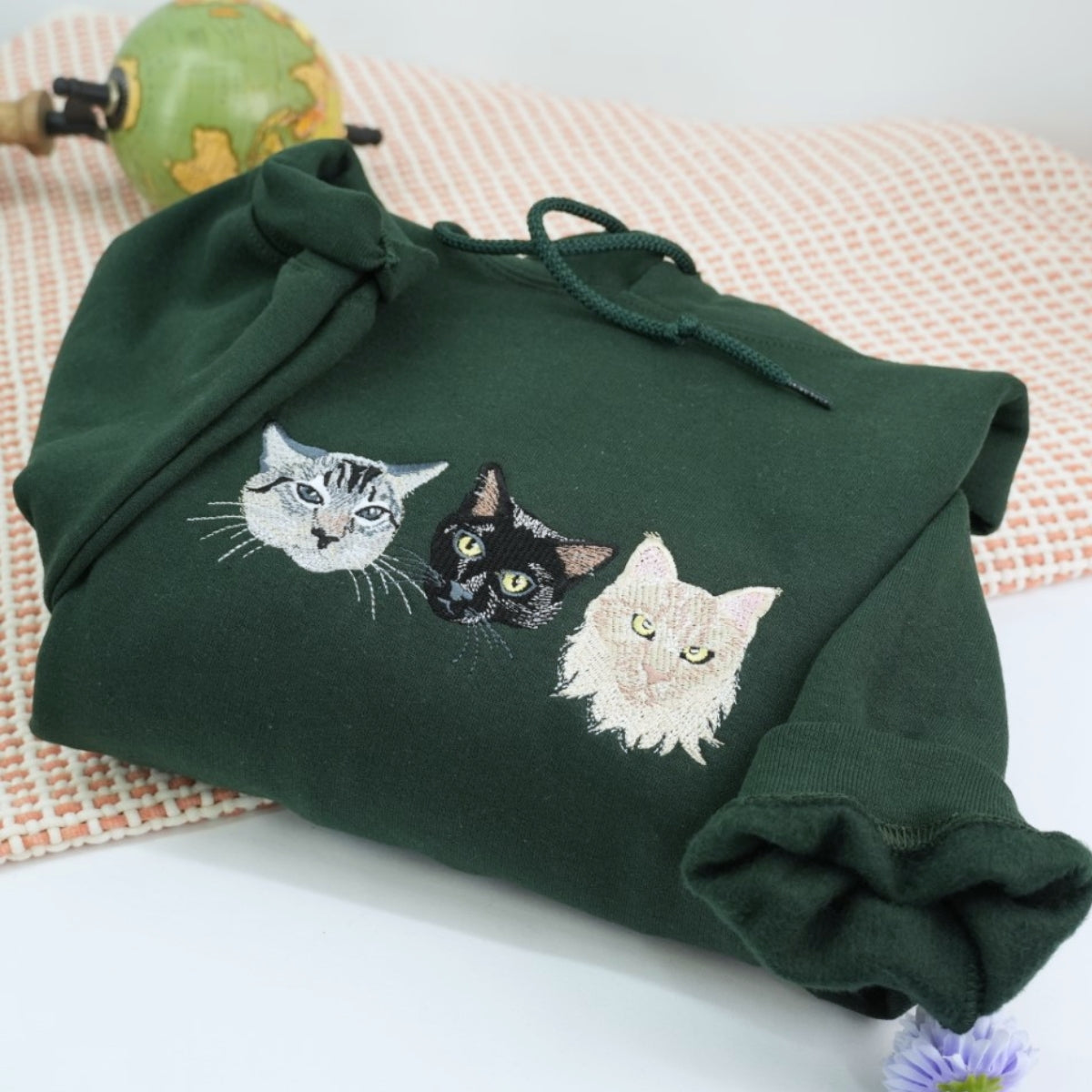 Custom Pet Portrait Hoodies with Name - Cat Face Embroidered Sweatshirts from Photo - Premium Cat Lover Gift - Image 4