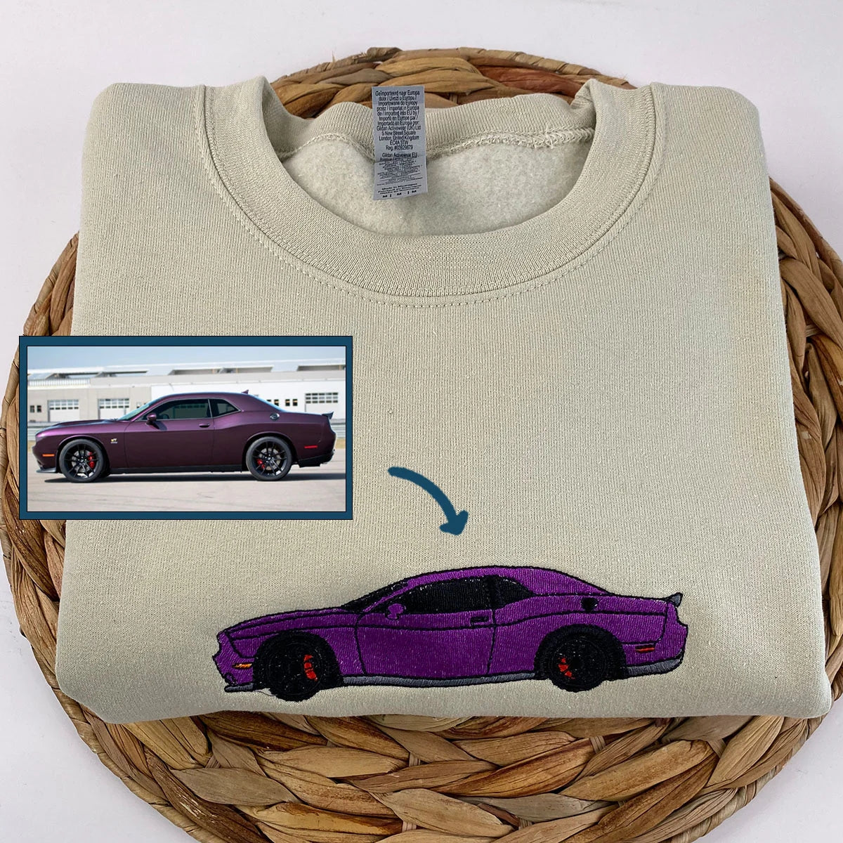 Custom Sports Car Embroidered Hoodies - Vehicle Portrait Sweatshirts - Perfect Car Enthusiast Gift - Image 3