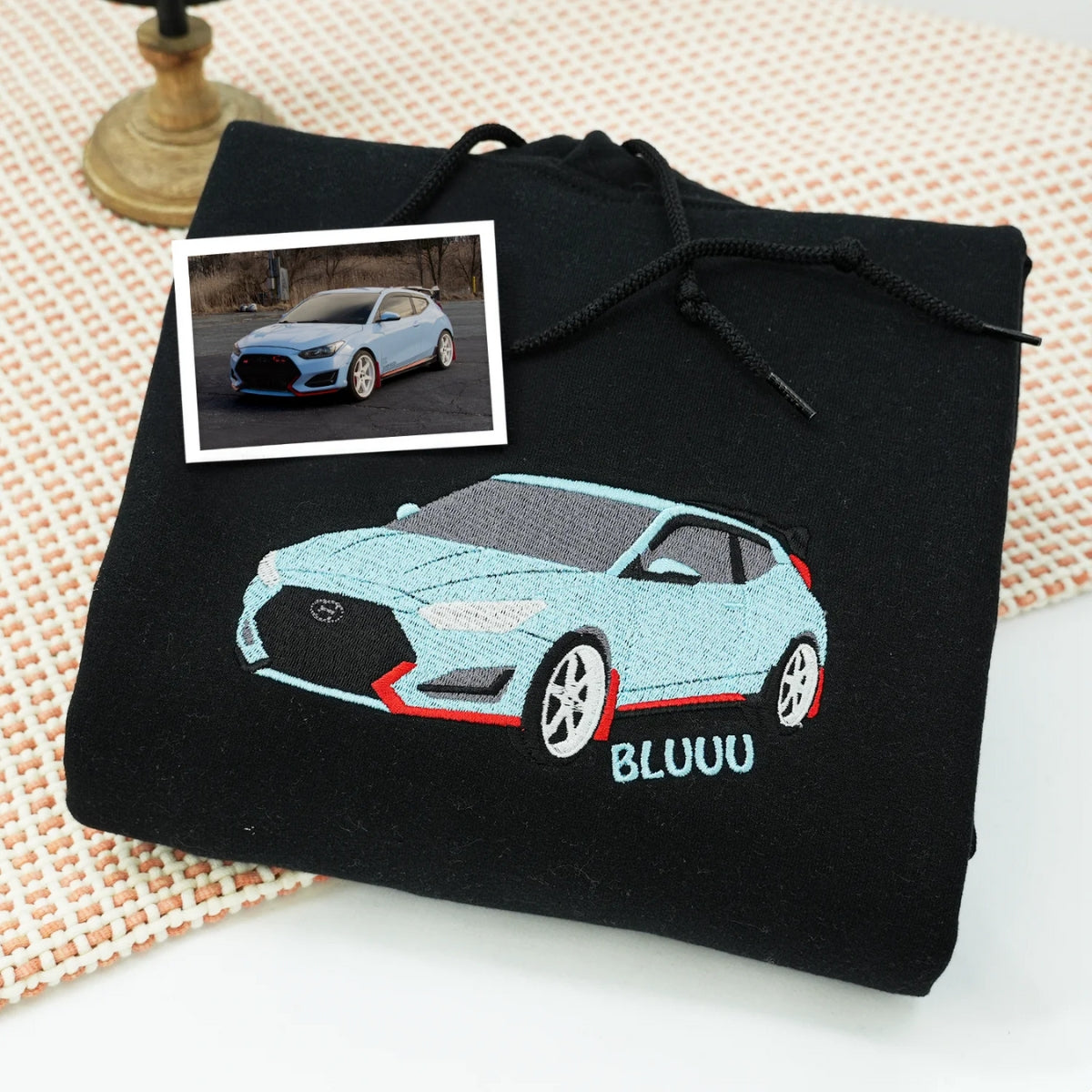 Custom Sports Car Embroidered Hoodies - Vehicle Portrait Sweatshirts - Perfect Car Enthusiast Gift - Image 2