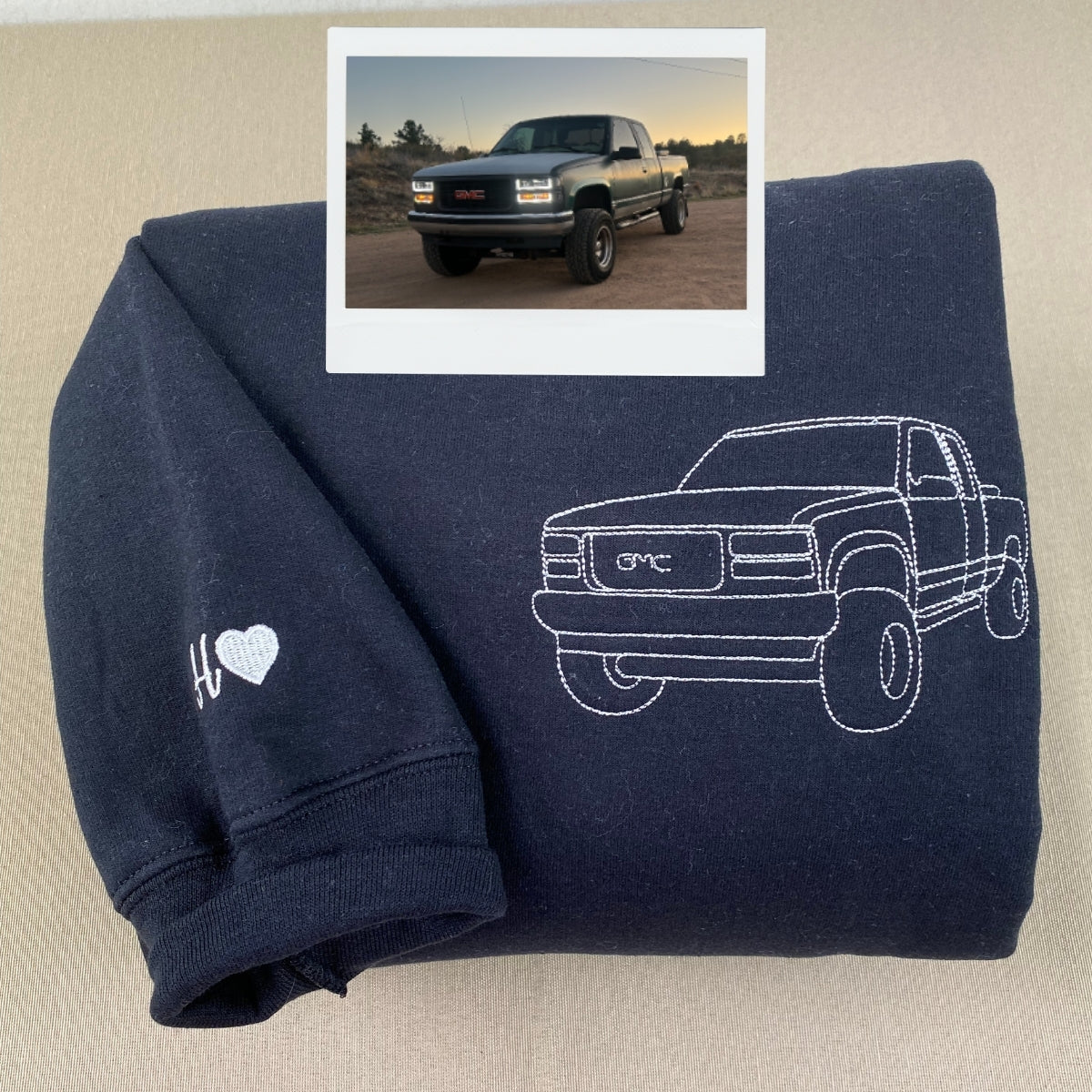 Custom Truck Hoodies - Pickup Line Art Embroidered Sweatshirts - Perfect Truck Enthusiast Gift - Image 3