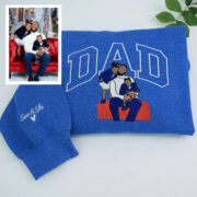 Dad Custom Family Portrait Hoodies - Personalized Father Children Embroidered Sweatshirts - Father's Day Gift