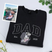 Dad Custom Family Portrait Hoodies - Personalized Father Children Embroidered Sweatshirts - Father's Day Gift - Image 2