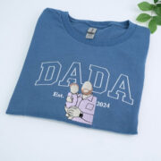 Dad Custom Family Portrait Hoodies - Personalized Father Children Embroidered Sweatshirts - Father's Day Gift - Image 8