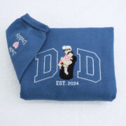 Dad Custom Portrait Hoodies - Father Family Embroidered Sweatshirts - Personalized Father's Day Gift - Image 3