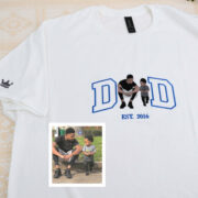 Dad Custom T-Shirts - Varsity Style Embroidered Father Apparel - Perfect Father's Day Gift