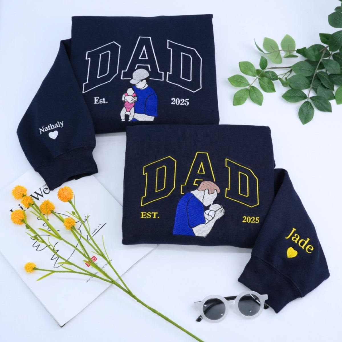 Dad Varsity Custom Hoodies - Father Embroidered Sweatshirts Collegiate Style - Perfect Father's Day Gift - Image 3