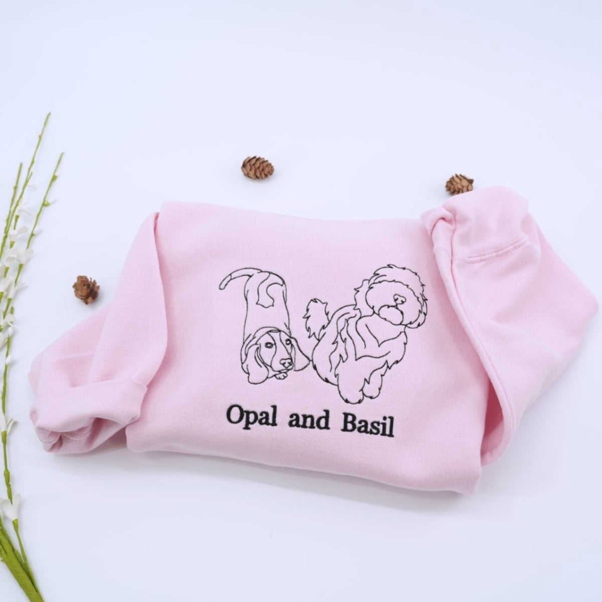 Dog Mom Line Art Hoodies - Custom Pet Portrait Embroidered Sweatshirts - Artistic Dog Face Gift - Image 5