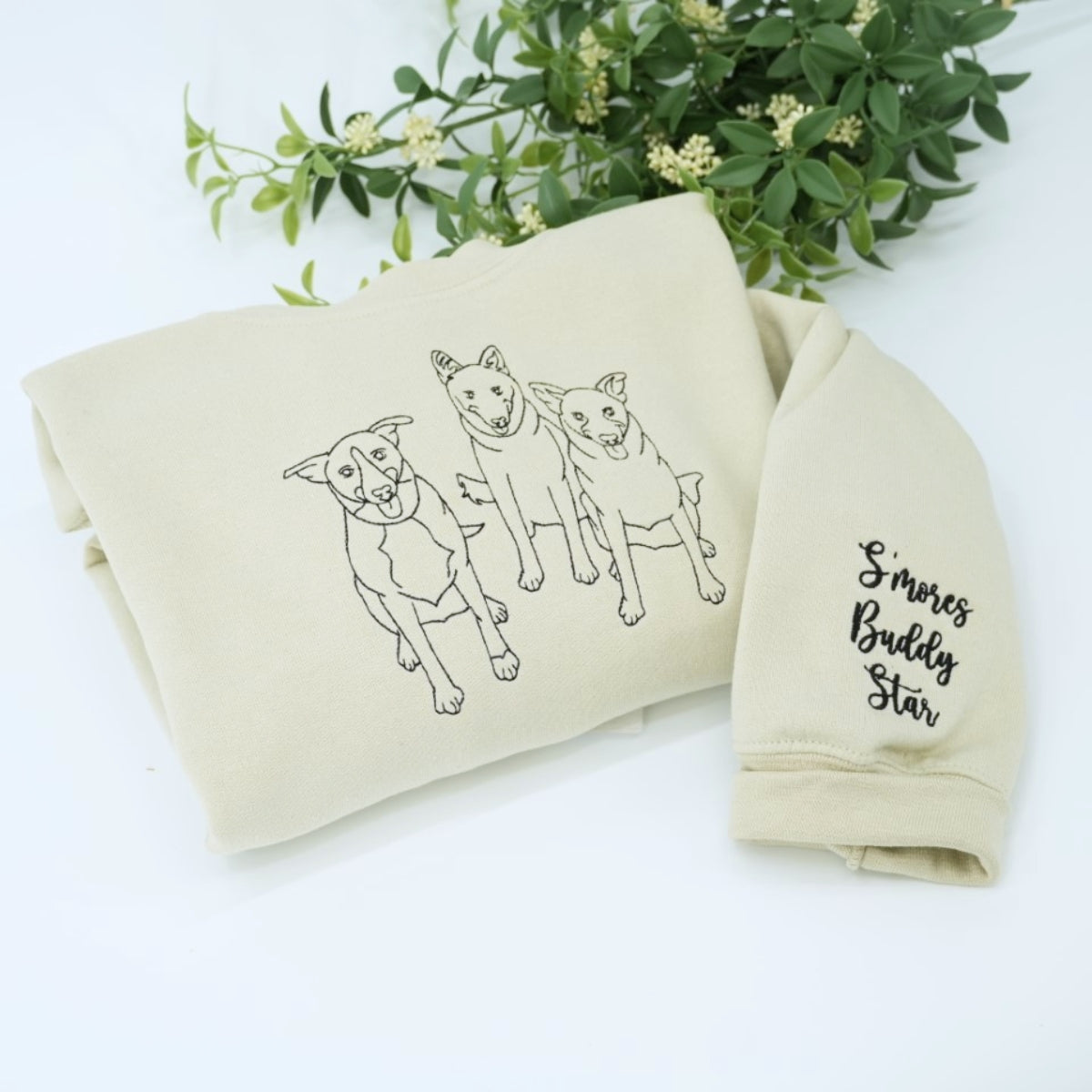 Dog Mom Line Art Hoodies - Custom Pet Portrait Embroidered Sweatshirts - Artistic Dog Face Gift - Image 8