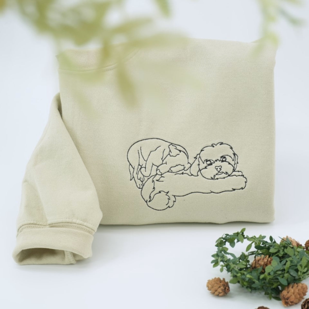 Dog Mom Line Art Hoodies - Custom Pet Portrait Embroidered Sweatshirts - Artistic Dog Face Gift - Image 9