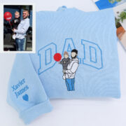Father Portrait Hoodies - Custom Dad Embroidered Sweatshirts with Name - Father's Day Gift - Image 5