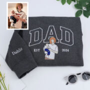 Father Portrait Hoodies - Custom Dad Embroidered Sweatshirts with Name - Father's Day Gift - Image 7