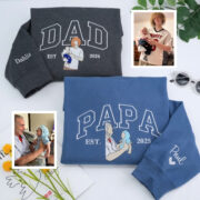 Father Portrait Hoodies - Custom Dad Embroidered Sweatshirts with Name - Father's Day Gift - Image 8