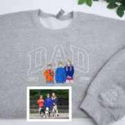 Father Portrait Hoodies - Custom Dad Embroidered Sweatshirts with Name - Father's Day Gift - Image 2