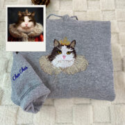 Fur Baby Portrait Hoodies - Custom Cat Face Embroidered Sweatshirts - Cat Family Apparel - Image 4