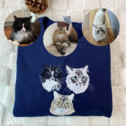 Fur Baby Portrait Hoodies - Custom Cat Face Embroidered Sweatshirts - Cat Family Apparel - Image 5