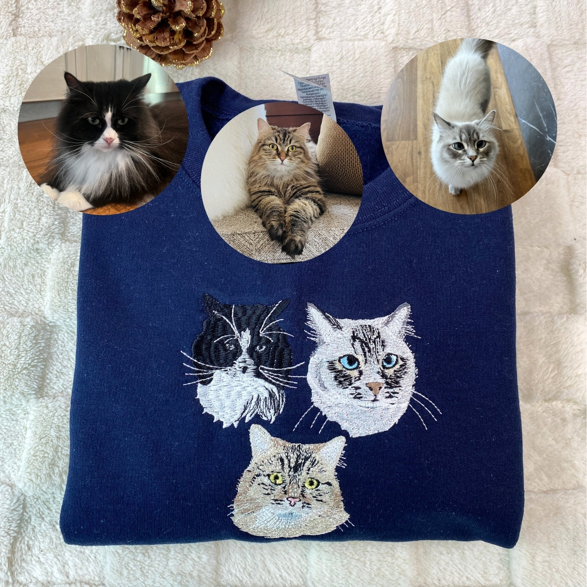 Fur Baby Portrait Hoodies - Custom Cat Face Embroidered Sweatshirts - Cat Family Apparel - Image 5