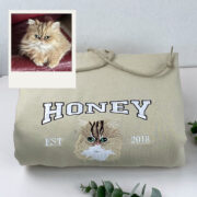 Personalized Cat Name Hoodies - Custom Pet Varsity Embroidery Sweatshirts - Cat Parent Apparel - Image 3