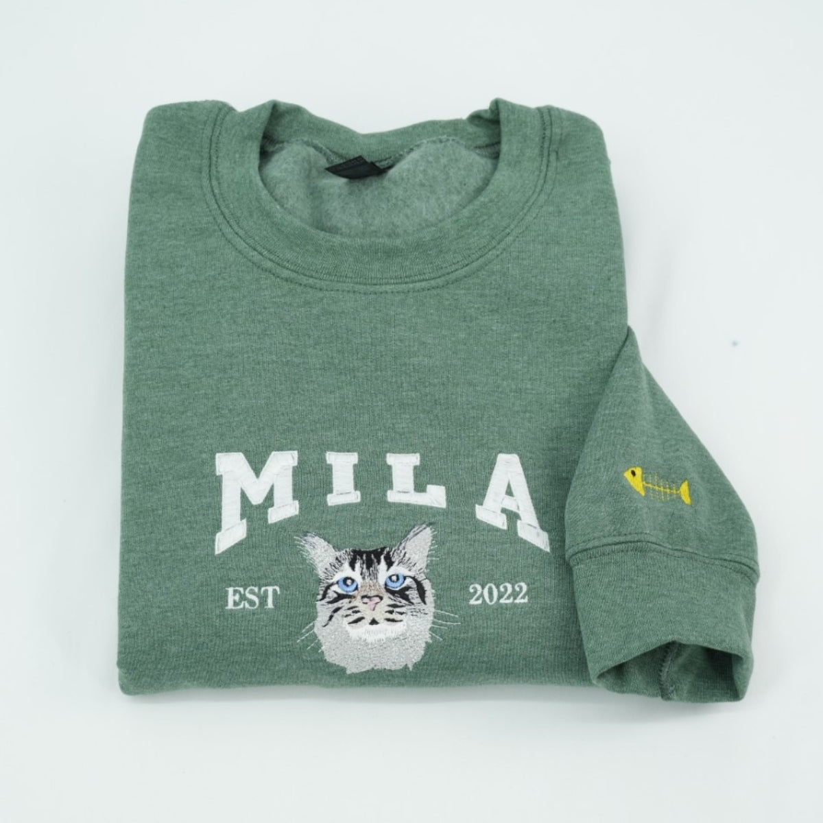 Personalized Cat Varsity Hoodies - Custom Pet Portrait University Style - Cat Mom Dad Sweatshirts - Image 2