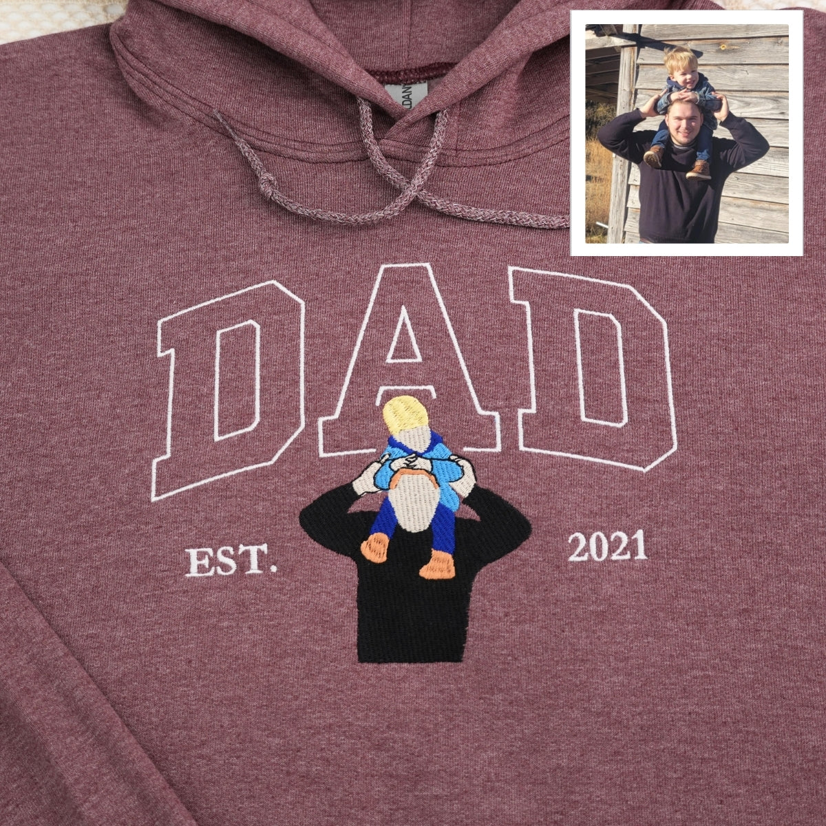 Personalized Dad Sweatshirts - Custom Father Portrait Hoodies with Name - Father's Day Gift - Image 2