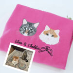 Pet Memorial Custom Hoodies - Cat Angel Wings Embroidered Sweatshirts - Rainbow Bridge Tribute Gift