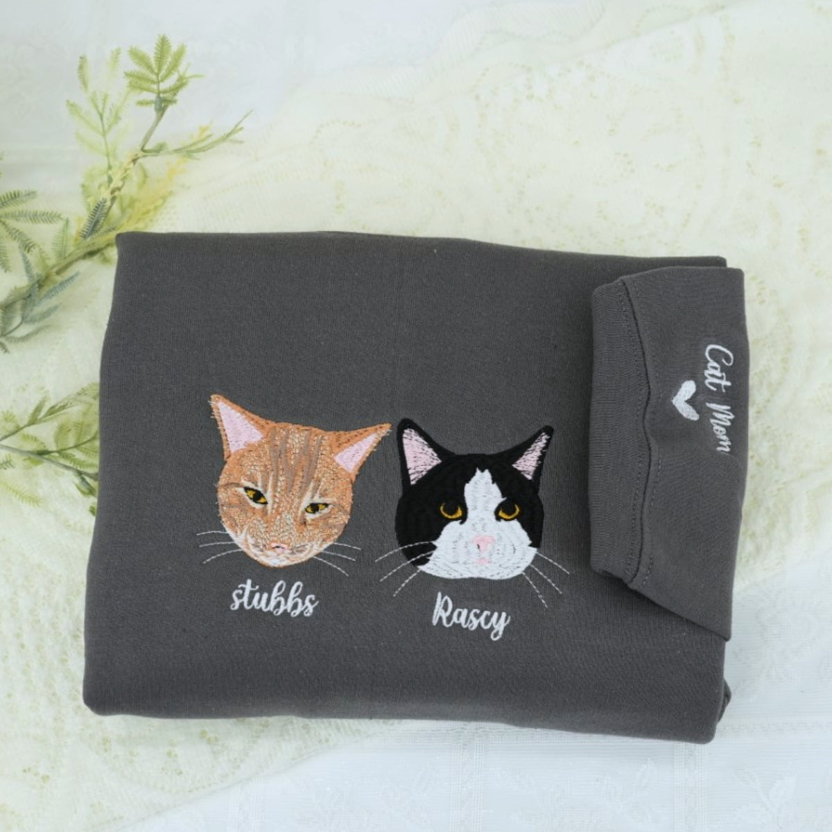 Pet Memorial Custom Hoodies - Cat Angel Wings Embroidered Sweatshirts - Rainbow Bridge Tribute Gift - Image 6