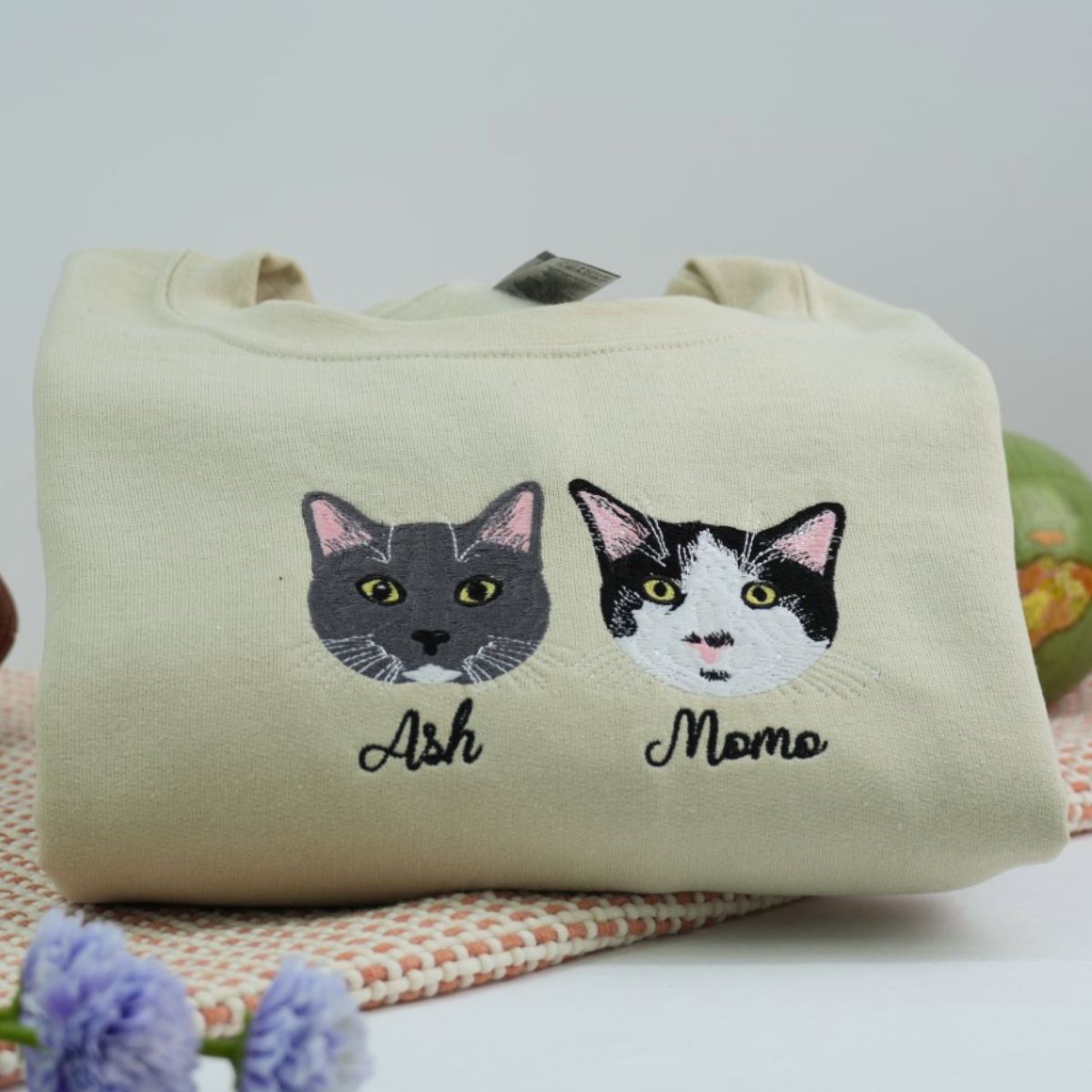Pet Portrait Custom Hoodies - Cat Face Embroidered Sweatshirts with Names - Premium Cat Lover Gift - Image 9