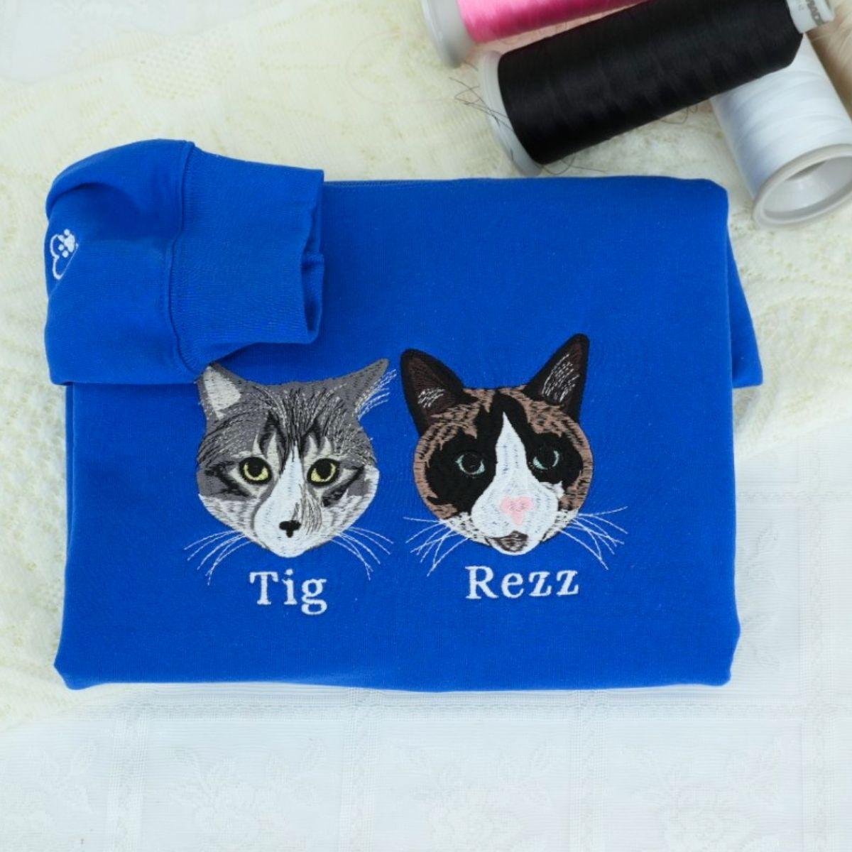 Pet_Portrait_Custom_Hoodies_-_Cat_Face_Embroidered_Sweatshirts_with_Names_-_Premium_Cat_Lover_Gift_2.jpg Pet Portrait Custom Hoodies - Cat Face Embroidered Sweatshirts with Names - Premium Cat Lover Gift - Image 1