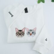 Pet Portrait Custom Hoodies - Cat Face Embroidered Sweatshirts with Names - Premium Cat Lover Gift - Image 5