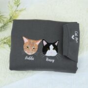 Pet Portrait Custom Hoodies - Cat Face Embroidered Sweatshirts with Names - Premium Cat Lover Gift - Image 3