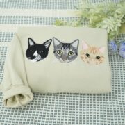 Pet Portrait Custom Hoodies - Cat Face Embroidered Sweatshirts with Names - Premium Cat Lover Gift - Image 6