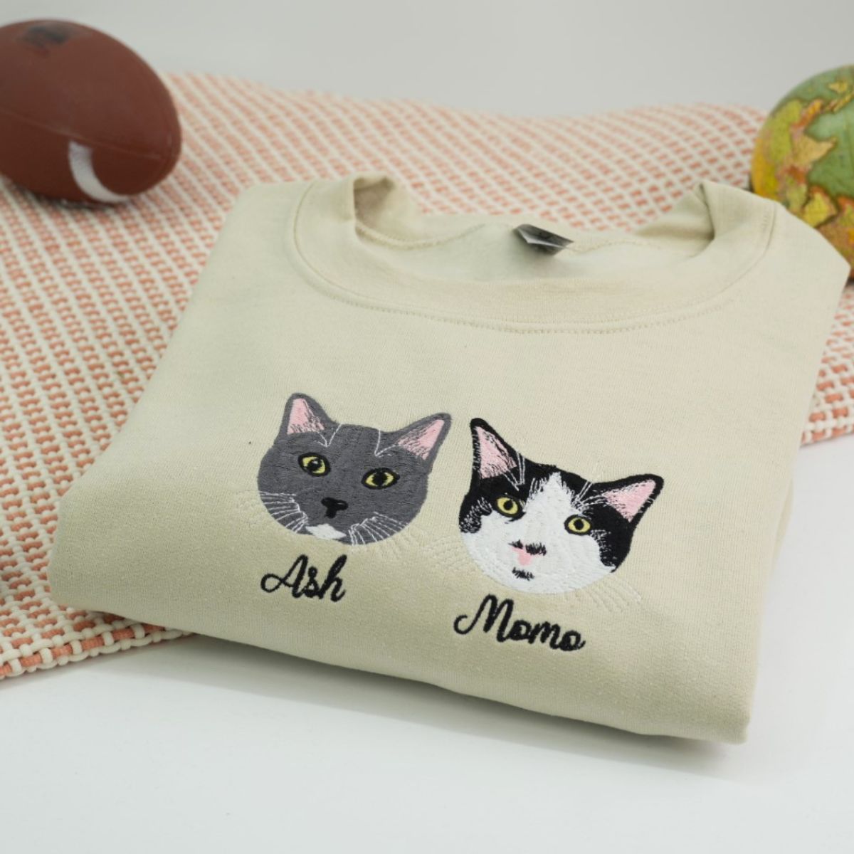 Pet Portrait Custom Hoodies - Cat Face Embroidered Sweatshirts with Names - Premium Cat Lover Gift - Image 8