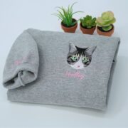Pet Portrait Custom Hoodies - Cat Face Embroidered Sweatshirts with Names - Premium Cat Lover Gift - Image 7
