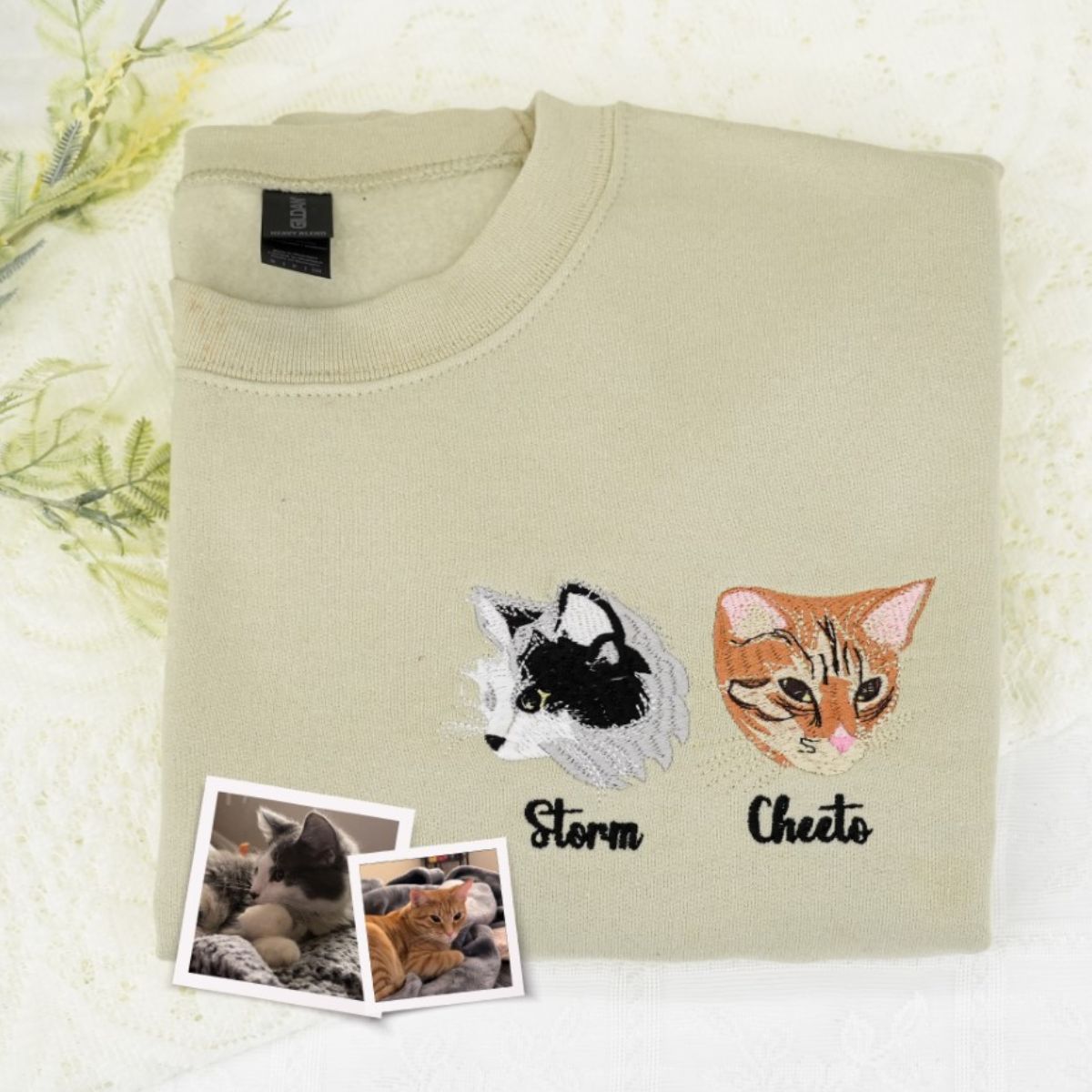 Pet Portrait Custom Hoodies - Cat Face Embroidered Sweatshirts with Names - Premium Cat Lover Gift - Image 4