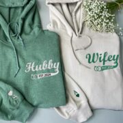 Custom Couple Matching Hubby and Wifey Embroidered Hoodie - Image 3