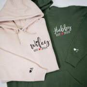 Custom Couple Matching Hubby and Wifey Embroidered Hoodie - Image 4