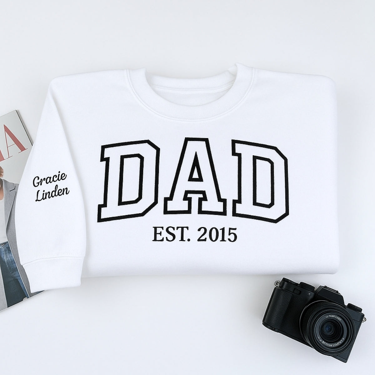 Varsity Dad Sweatshirt - New Dad EST Embroidered - Perfect Father's Day Gift - Image 4