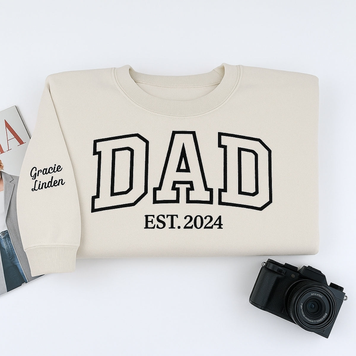 Varsity Dad Sweatshirt - New Dad EST Embroidered - Perfect Father's Day Gift - Image 5