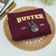 Varsity Pet Portrait Hoodies - Custom Dog Name Embroidered University Style Sweatshirts - College Pet Gift - Image 11