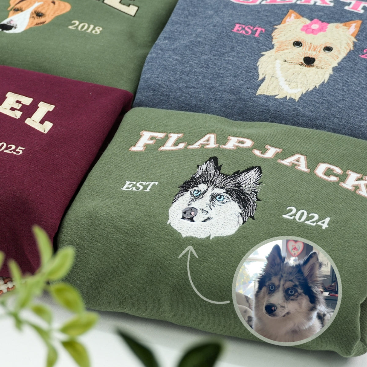 Varsity Pet Portrait Hoodies - Custom Dog Name Embroidered University Style Sweatshirts - College Pet Gift - Image 3